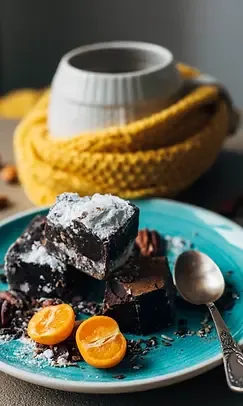 Chocolate brownies with coffee