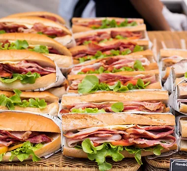 Office lunch platter of sandwiches