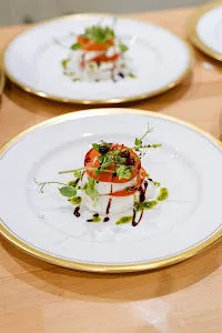 Plated starter with fresh garnish