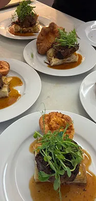 Wedding breakfast plates ready to serve